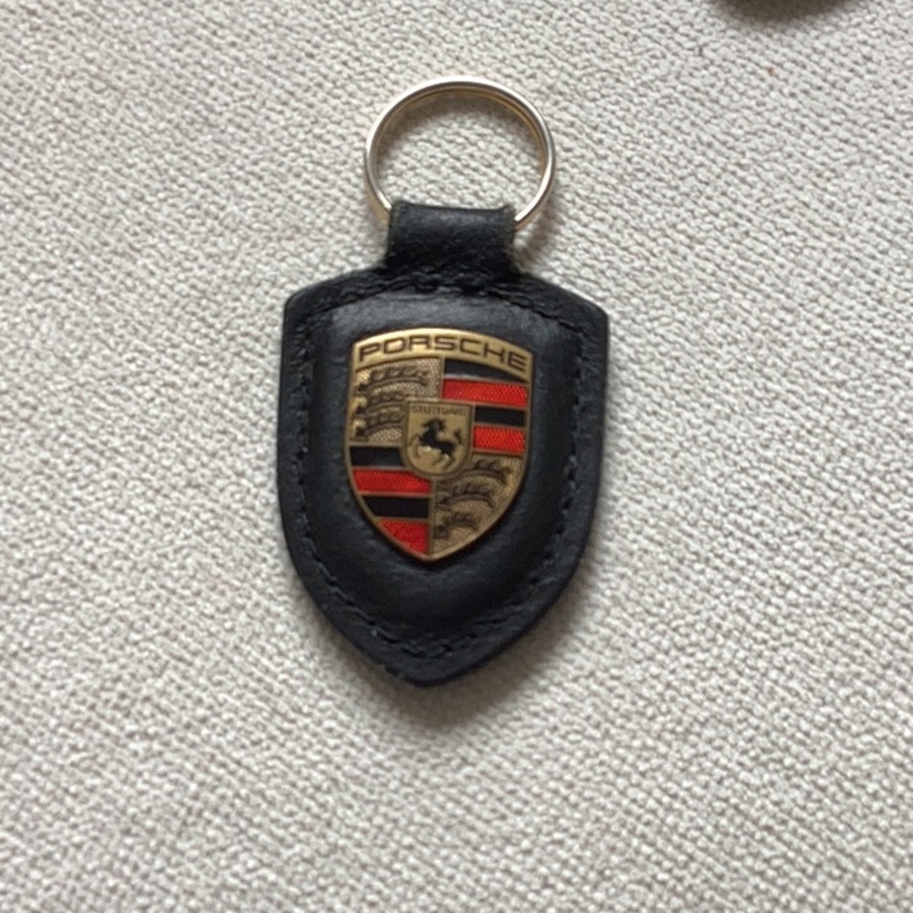 Porsche Black Leather Key Fob